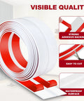 Reliable White Peel And Stick Wall Corner Protectors Featuring Dead Simple Self Adhesive Backing For Rock Solid Edge Guards That Make Drywall Reinforcement A Total Breeze, PVC roll with red backing, easy application.