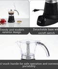 6 Cup Or 3 Cup Electric Espresso Maker black coffee machine with durable cast aluminum base and easy to use controls