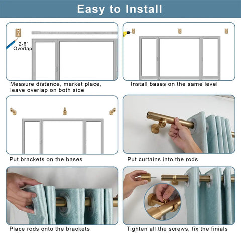 Installation guide for One And One Eighth Inch Curtain Rods Telescoping From 144 To 240 Inches With Heavy Duty Iron Rod