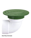 Easy Install Workhorse Pop Up Drainage Emitter For 3-Inch And 4-Inch Sewer And Drain Fittings, green cover, side view