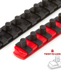 18-Piece 3/8 Inch Drive Hex Bit Socket Set With Rails Includes 1/8 To 3/8 In And 3 To 10 mm Hex Bits S2 Steel Rails twist-lock detail