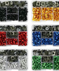 Complete Motorcycle Bolts And Fasteners Kit 177 Pcs for fairing screws, washers, clips nuts in assorted colors