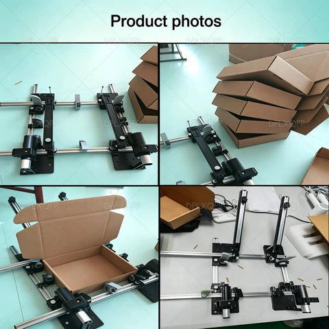 No Sweat Manual Airplane Box Folding Jig Featuring Smooth Adjustment Tracks for easy carton folding and packing efficiency.