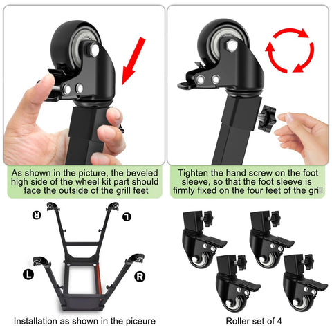 Caster Wheels Set For Griddle Stand 2 Inch Heavy Duty Casters With 360 Degree Swivel assembly instructions and components