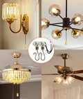 ZE109 Ceiling Fan Light Switch Replacement 2 Pack Pull Chain On Off Switch For Ceiling Fans Lamps And Wall Lights with copper chain.