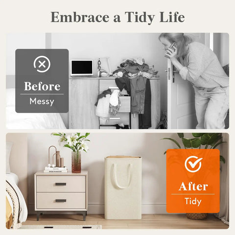 Slim Collapsible Laundry Hamper With Sturdy Handles 50 Liter Capacity Fold Flat Storage Bin That Slides Easily Into Tight Spots Ideal For Knocking Mess Off The Floor And Keepin Daily Grinds Neat In Compact Apartments Or Walk In Closets
