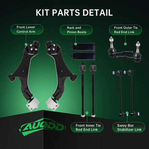 10Pc Front End Suspension Kit For 2010-2017 Chevy Equinox And GMC Terrain 2.4L Keeps Your Ride Smooth with parts detail