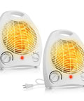 2 Pack 1500W Small Space Heaters, Portable Desk Heaters with Three Modes, Overheat Protection, White Finish