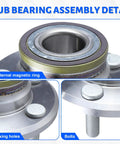 Close-up of Front Wheel Bearing Hub Assembly 2x 513224 for 2005-2014 Chrysler 300, Dodge Challenger with bolts and magnetic ring.