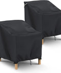 2 Pack Waterproof Patio Chair Covers For Outdoor Furniture Heavy Duty 600D All Weather Protection Built Tough 32W X 37D X 36H Fit Lounge Lawn Deep Seat Chairs Black