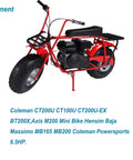 Red mini bike suitable for Coleman CT200U CT100U CT200U EX BT200X Axis M200 Baja MB165 MB200 Massimo 6.5HP models