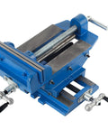 Beefy 6 Inch Cross Slide Drill Press Vise Workhorse Benchtop Clamp for Precision Milling and Drilling, blue industrial vise