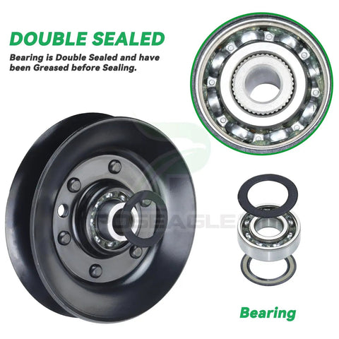 2 Pack Idler Pulley Replacement For Craftsman LT2000 T110 R110 Lawn Mower 756-04325, double sealed bearing