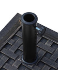 Heavy Duty Resin Umbrella Base Stand For Patio Market Parasols, Square Bronze Finish With Decorative Pattern, Top View