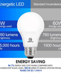 Brighten Any Room With This 60W Equivalent A19 LED Light Bulb 8W 760 Lumens Daylight 5000K E26 Base Non Dimmable ETL Listed