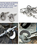 Two Pack 304 Stainless Steel Climbing Anchor Bolts, 30KN Rated Rock Climbing Hangers, Safe Fixed Point Mounts for outdoor use