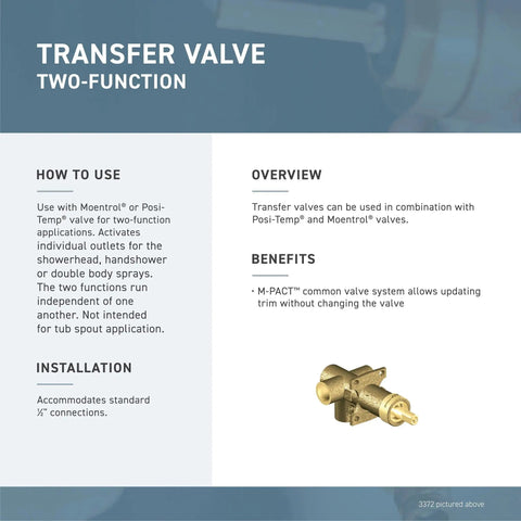 Kingsley Transfer Valve Trim In Brushed Nickel Bronze For M-PACT Systems, Requires Valve 3372 Or 3375 info on transfer valve benefits