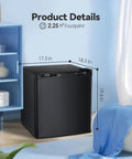 Hella Compact Yet Hella Spacious 1.1 Cu Ft Small Upright Freezer Mini Freezer In Matte Black with dimensions 17.5 x 18.5 inches.
