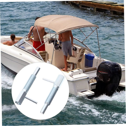 Heavy Duty Stainless Steel Spring Plunger Pin Set Featuring Self Locking Telescopic Action and Rock Solid Indexing Plunger Latch with boat background