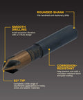 DeWalt countersink drill bit set, 5-piece, for wood/metal/plastic; high-speed steel, sizes 1/4–3/4 in; black and gold