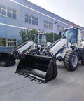 Badass All Terrain Telehandler Forklift With Rock Solid Stability Monitoring Heavy Duty telescopic handler with two loaders on construction site.