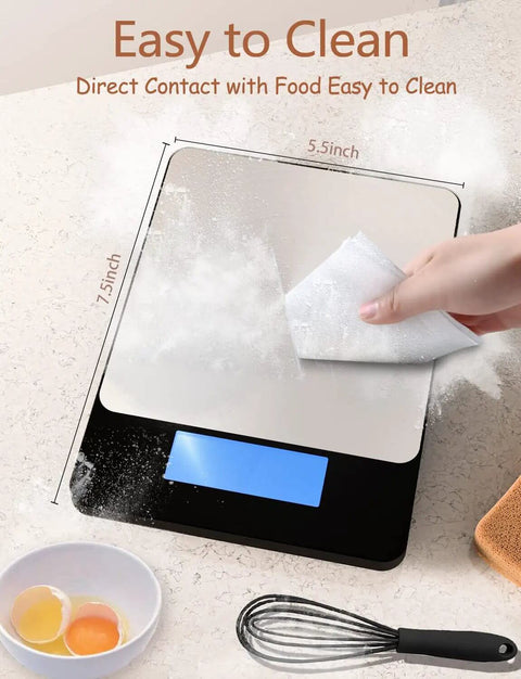 Cleaning the Ultra Precise 33Lb Digital Kitchen Scale With Ounces And Grams, Rechargeable 304 Stainless Steel Platform, Black