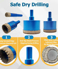 LITDDDW 10-pack diamond hole saw kit; blue dry/wet core bits with serrated diamond grit for tile and stone.