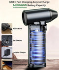 Beast Mode Cordless Air Duster 130000 RPM Turbo Blower with rechargeable brushless motor shown in cross-section view