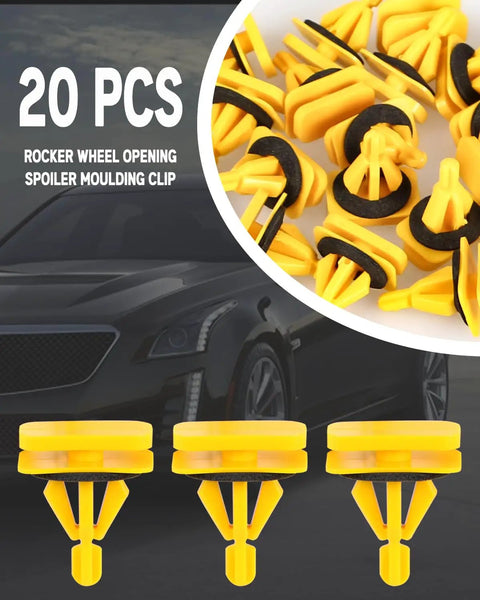 70Pcs Drop Straight In Fender Flare And Rocker Panel Moulding Clips For Gmc Chevy Sierra quick lock yellow spoiler clips set.