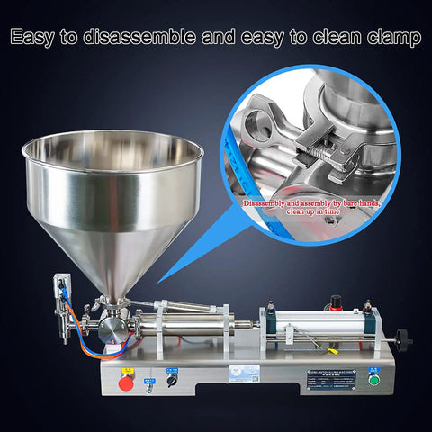 Kickass Precision Pneumatic Liquid Filling Machine, stainless steel clamp for easy disassembly and cleaning.