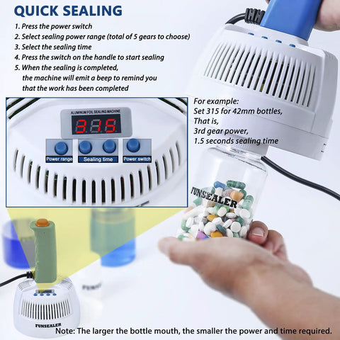 Heavy Duty Induction Heat Sealer Straight Shooter Bottle Cap Capping Machine For Aluminum Foil Films Works With Plastic Glass Containers Up To Four Inches Dual Voltage No Sweat Seals Top Tier Commercial Powerhouse