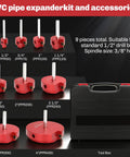 Pro Grade 9 Piece PVC Pipe Reamer Kit With 1/2, 3/4, 1, 1-1/4, 1-1/2, 2, 2-1/2, 3, 4 Inch Reamers and hex wrench in case
