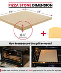 Durable Cordierite Pizza Stone For Oven And Grill 12 Inch Square Bake Stone For Extra Crispy Pizza And Bread With Dough Scraper Thermal Shock Resistant Up To 1450 Degrees Fahrenheit dimensions and installation guide