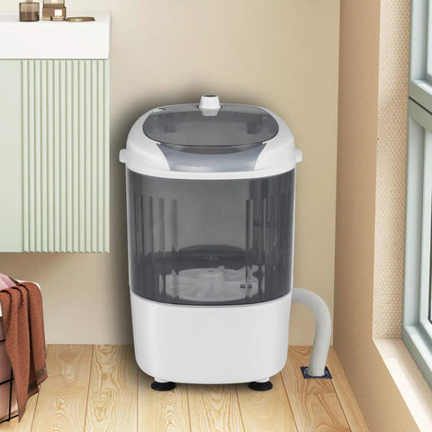 Slick Compact Mini Washer And Dryer Combo, 5.5 Pound Portable Laundry Rig With Easy Peasy Custom Timer And Heavy Duty Drain Hose in grey.