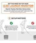 Illustration showing setup for Swami Launch Master Pro Golf Launch Monitor with Doppler Radar for accurate swing data.