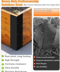 Premium Stainless Steel Raised Garden Bed Corner Brackets 8 Pack Heavy Duty L Braces locking wooden frames, showcasing durability.