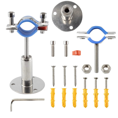 Bociloy 304 stainless steel pipe clamp set for 3/4 inch tubes; wall/ceiling mount, adjustable height 50–100 mm, 2 pcs.
