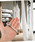 Stainless Steel Eye Bolts Hanger Kit For Heavy Duty Lifting And Hanging Expansion Bolts With Snap Hooks Five Piece Set For Pro Grade Secure Rigging Gear Racks And Hardware Projects, installed in indoor hammock