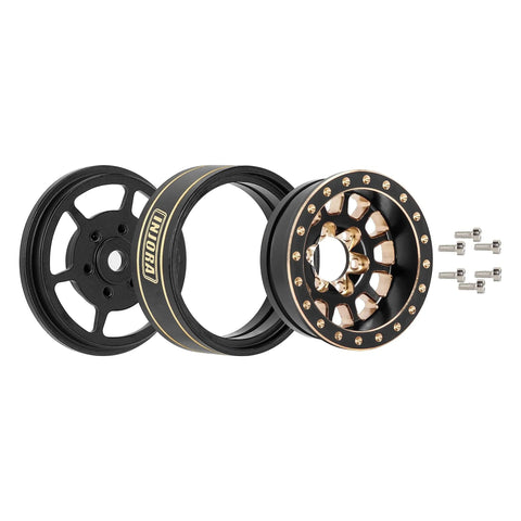 Brass Beadlock Wheel Rims 4 Pack 12 Spoke For TRX4M SCX24 FCX24 1 24 1 18 Scale RC Crawler Gray Coated Alloy Wheels 42g Each
