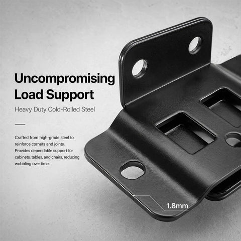 Heavy Duty Right Angle Furniture Brackets Set 10 Pack Metal Corner Brace Connectors With Screws close-up showing load support features
