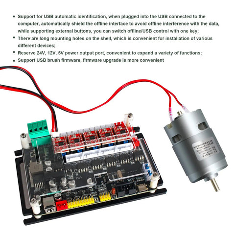 4 Axis GRBL CNC Controller Board for Engravers with 775 Motors, USB Type C Port for all-in-one connectivity, 300W spindle motor.