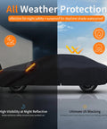 All Weather Heavy Duty Outdoor Car Cover For Exterior Protection, Premium Sedan Shield 186 To 193 Inches, Night Reflective