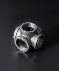 1/2 Inch 5-Way Side Outlet Tee Black Malleable Iron Pipe Fitting 4 Pack For Industrial Pipe, Furniture And DIY Decoration