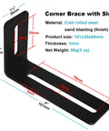 Ten Pack Four Inch Black Adjustable L Shape Corner Braces With Slot Beefy Steel Right Angle Brackets For PC Case And Wood Furniture One Eighth Inch Thick Maximum Load About Thirty Pounds diagram