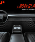 Cool air conditioning dashboard design featuring controls, a steering wheel, and sleek black leather seats.