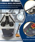 Heavy Duty Workhorse Electric Roll Bender For Steel And T Bars Industrial Three Roller Metal Round Bender with foot switch and adjusting rod.