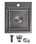 15 Inch Black Bar Sink Drop In Topmount Or Overmount Single Bowl Prep Kitchen Sink Handmade 20 Gauge T304 Stainless Steel With Basket Strainer Fits 18 Inch Cabinets Durable Unbreakable Construction