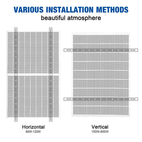 Heavy Duty Solar Panel Mounting Kit With Foldable Tilt Legs For Roof RV Boat And Off Grid Installations, horizontal vs vertical layout diagram