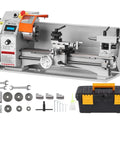 Compact Metal Lathe 7 X 16 Inch 800W Desktop Lathe With Variable Speed 150 To 2500 RPM, 3-Jaw Chuck, and Tool Box for Metalworking