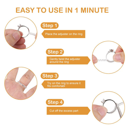 Clear Silicone Ring Guards Set For Loose Rings 12 Pack In Four Sizes Invisible Ring Resizer Tighteners installation steps